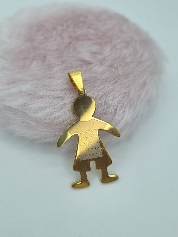 Producto - Dije acero dorado niño plano gde