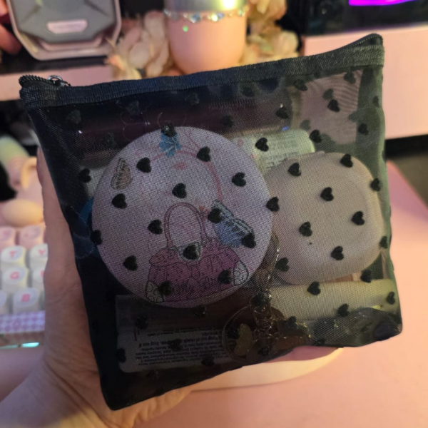 Producto - Mini Neceser de Malla Estampado de Corazon - 0