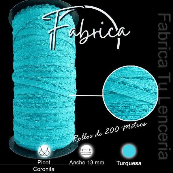 Producto - Picot Coronita Turqueza 13mm Elacín (rollo)
