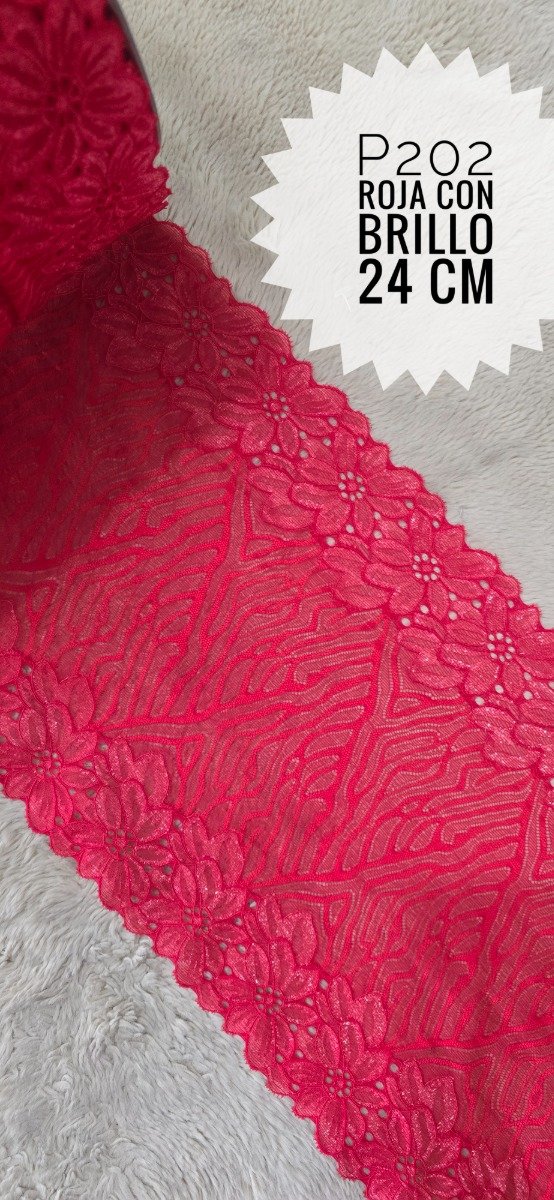 Producto - P202 PUNTILLA ROJA CON BRILLO 24 cm