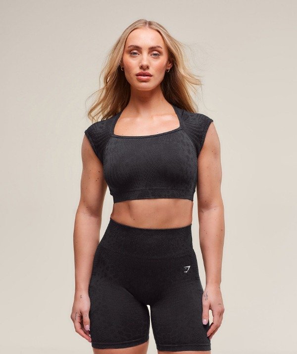 Producto - Adapt Animal X Whitney Seamless Crop Top Black/Asphalt Grey