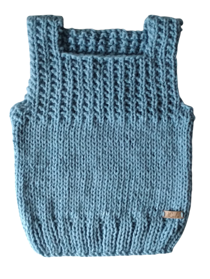 Producto - Chaleco 12m. Celeste grisáceo