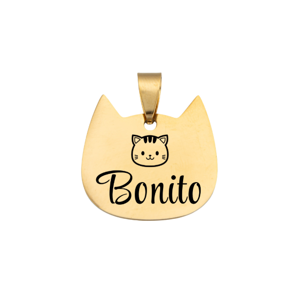 Producto - Chapita Personalizable Gato Dorado - Gato sonriente - 0