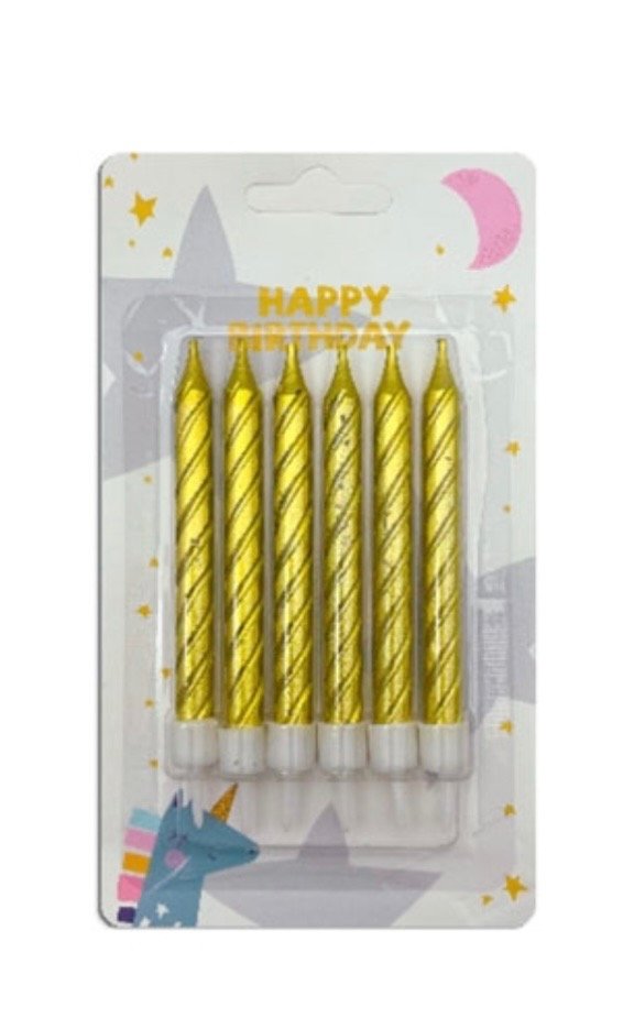 Producto - VELA TORNEADA METALIZADA DORADO GRANDE 9 cm x 6 uno