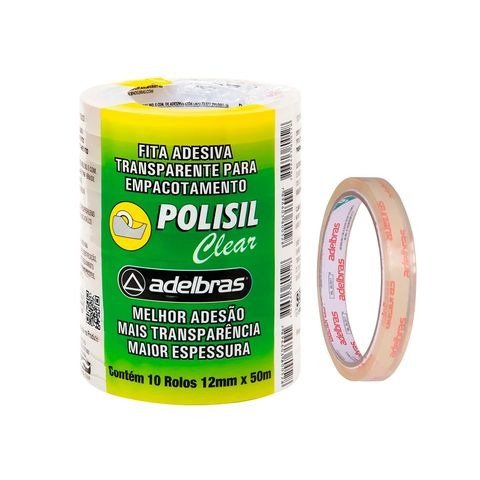 Producto - CINTA ADHESIVA TRANSPARENTE POLISIL 12MMX50MTS X UNIDAD ADELBRAS