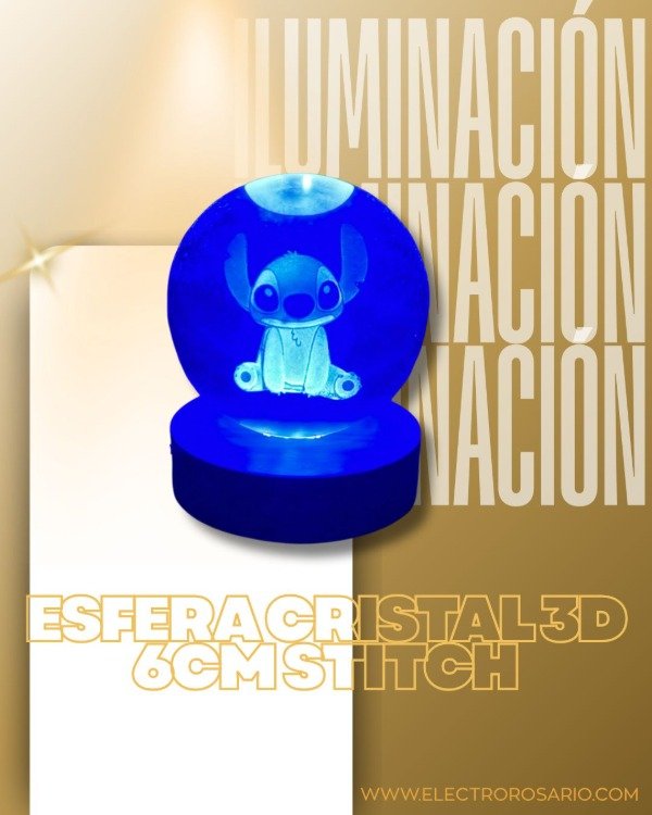 Producto - ESFERA CRISTAL 3D 6cm STITCH