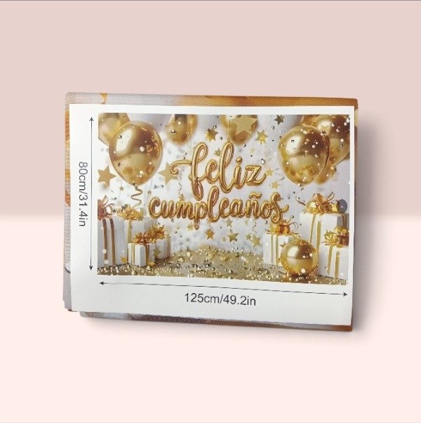 Producto - banner feliz cumpleaños dorado - 0