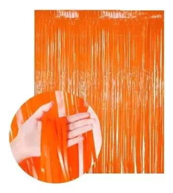 Producto - Cortina lluvia pastel color naranja
