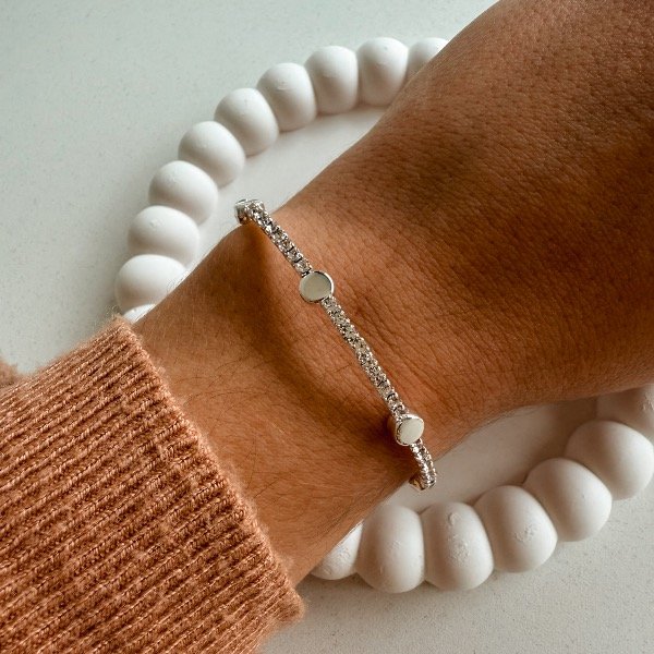 Producto - Pulsera círculos de brish plateada - Fantasia