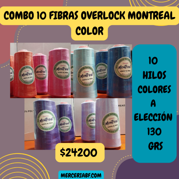 Producto - Combos Hilos Fibra Overlock color x 10 Montreal