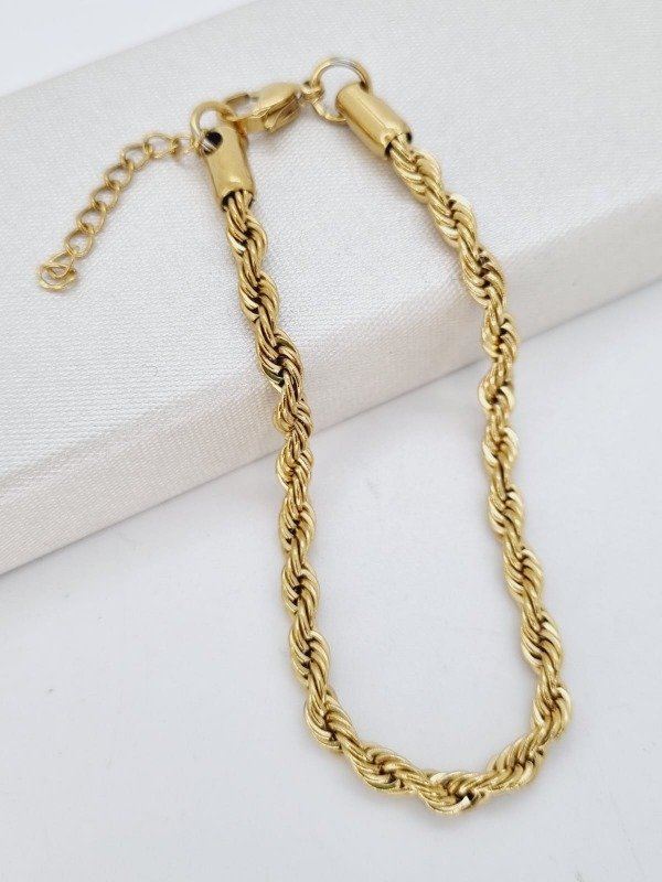 Producto - Pulsera acero dorado torsada gde