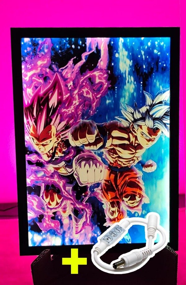 Producto - CUADRO RETROILUMINADO CON LED CONTROLADOR ON/OFF GOKU UI. Y VEGETA UE.