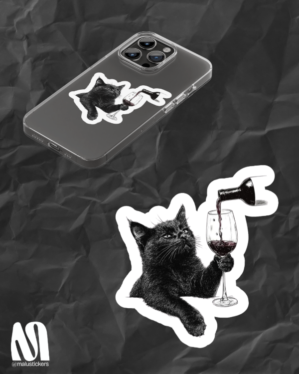 Producto - Gato tomando vino