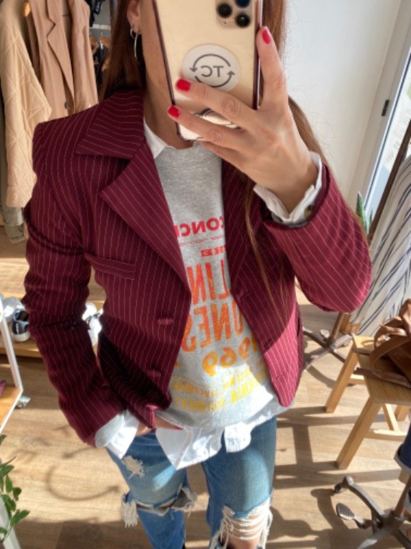 Producto - Blazer rayado bordo talle S/M