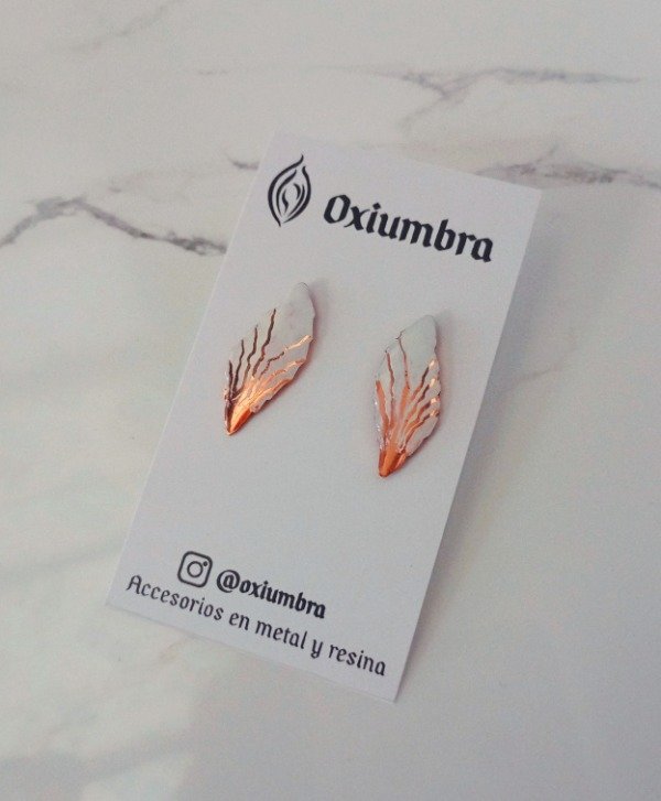 Producto - Aretes Hoja (cobre y blanco)