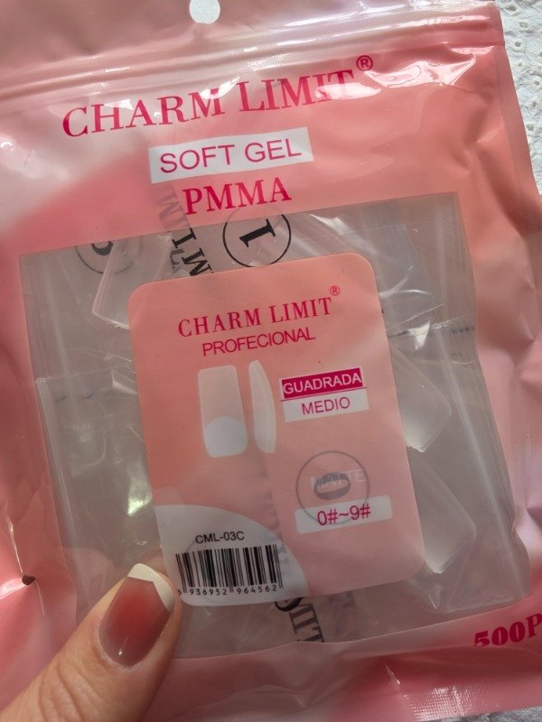 Producto - Tips de soft gel pre-limados, 500 unidades, forma cuadrada Charmlimit