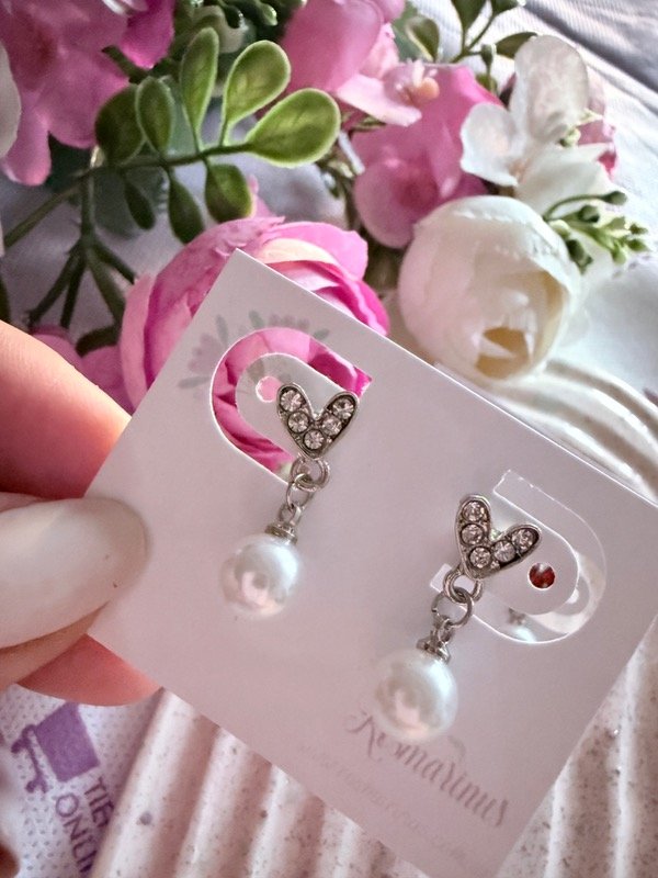 Producto - Aros corazón con perla (strass cristal )