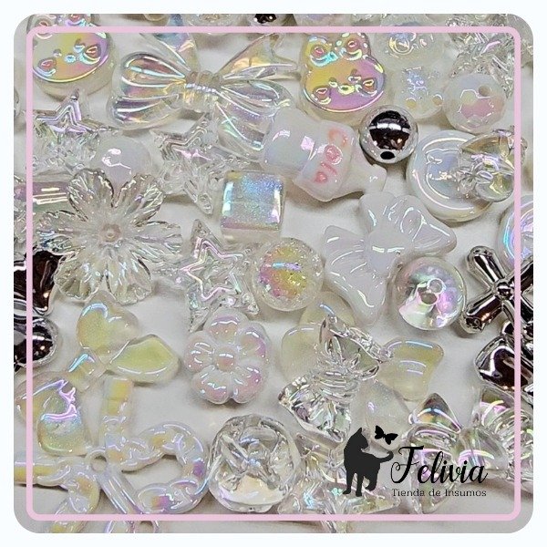 Producto - Cuentas de acrílico Mix. Blanco x 50 gr.