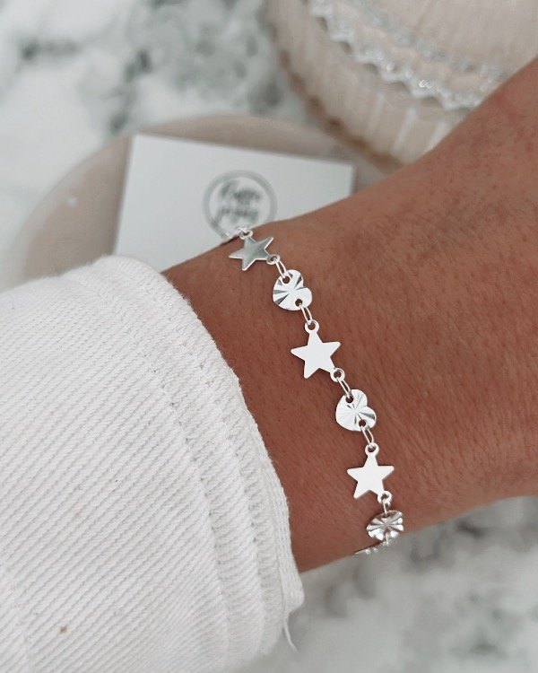 Producto - Pulsera corazón con estrella acero plateado