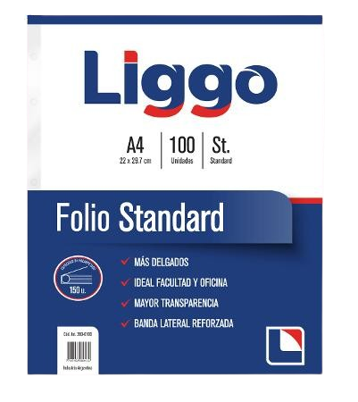 Producto - FOLIO STANDARD A4 LIGGO  PACK X100 UNIDADES
