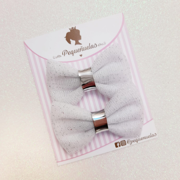 Producto - Mini Moños Tul Glitter Blancos