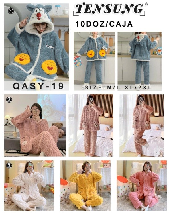 Producto - PIJAMA POLAR ACANALADO OSITO DAMA TENSUNG QASY-19(x6)