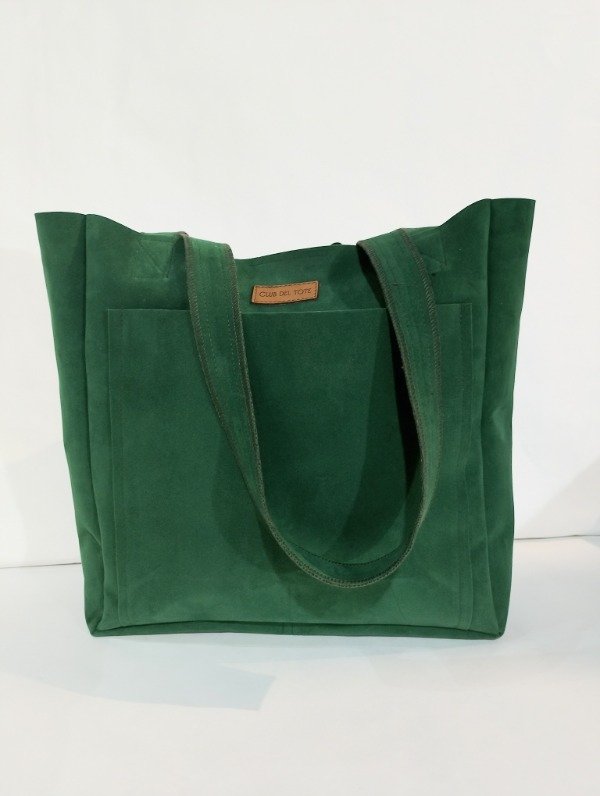 Producto - Mini Tote gamuza verde inglés 30x30x12cm