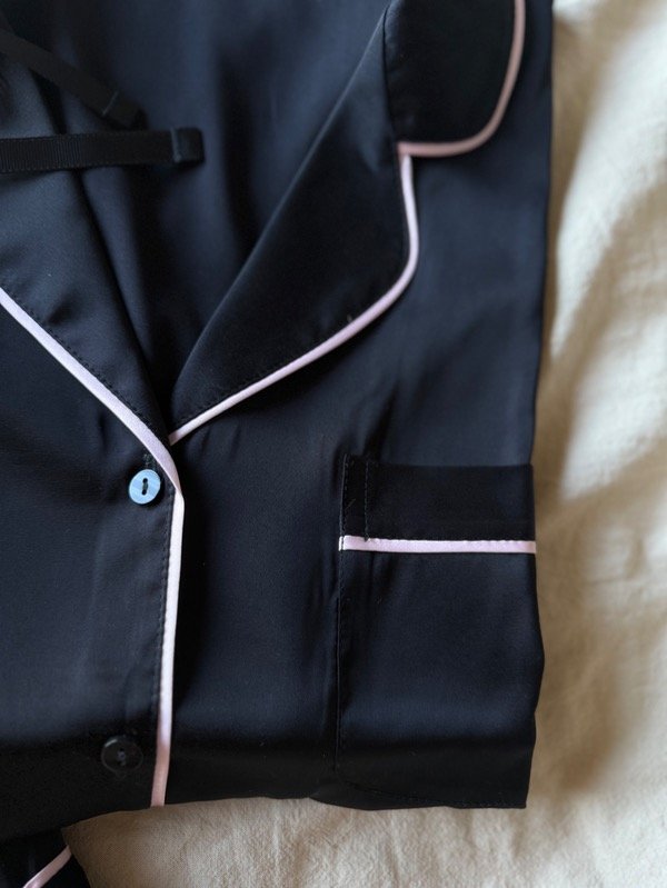 Producto - Pijama corto camisero satén negro - 2