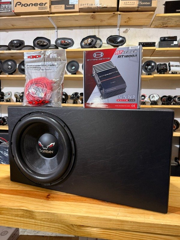 Producto - COMBO SUB 15" BOMBER 800RMS + POTE DYNA RT1200.1 + CABLES + CAJON MDF DUCTADO