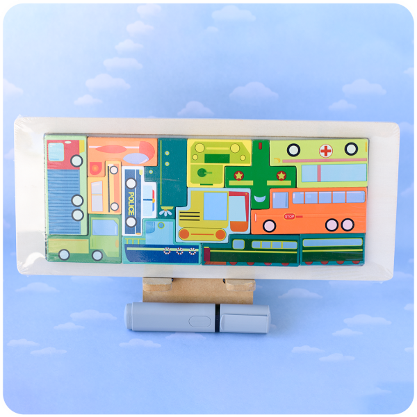 Producto - Encastrable de Madera Tipo Tetris - Vehículos