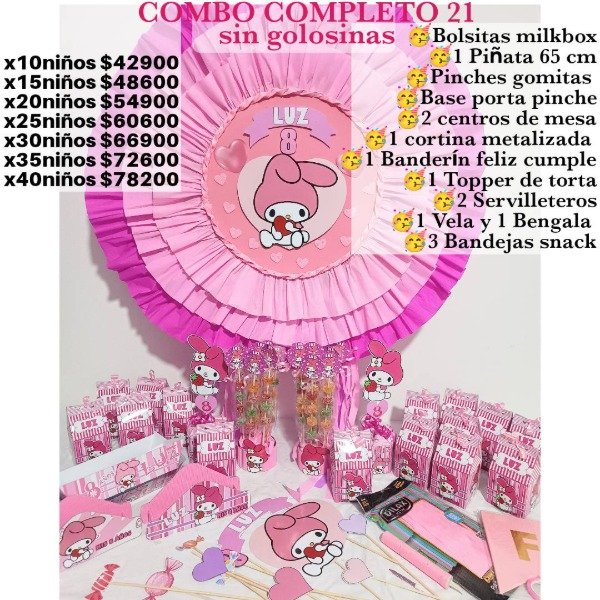 Producto - Combo completo 21 sin golosinas My melody