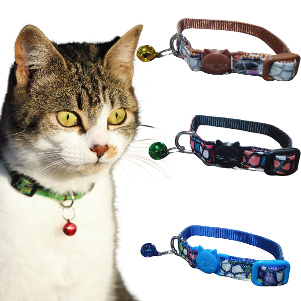 Producto - Collar Para Gatos Con Cascabel Sonoro Broche Click Ajustable marmolado - 0