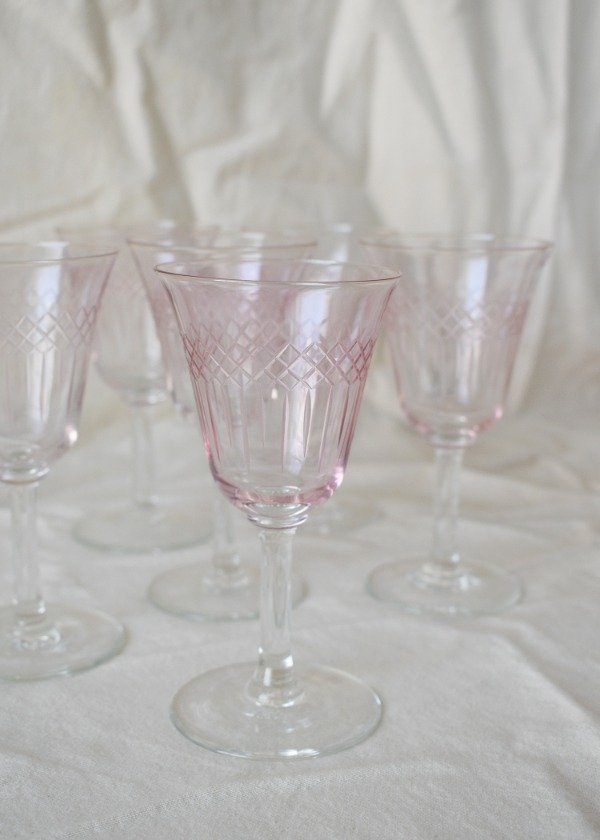 Producto - Set de seis copas de cristal rosa suave - 3