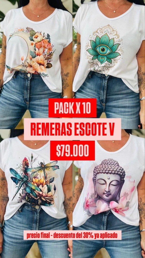 Producto - Pack x 10 remeras escote V