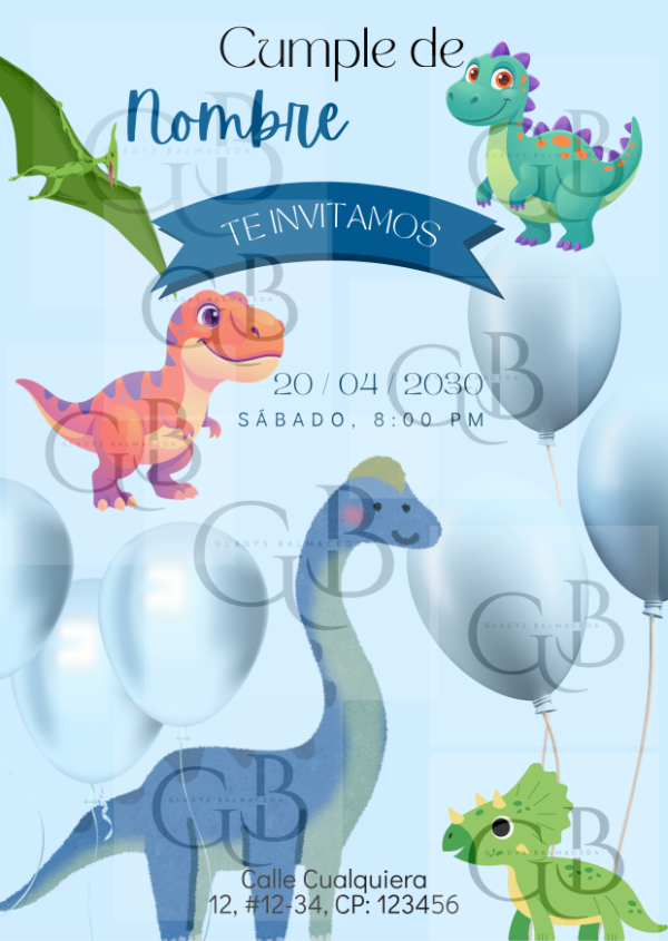 Producto - TARJETA DINO CUMPLEAÑOS NIÑOS