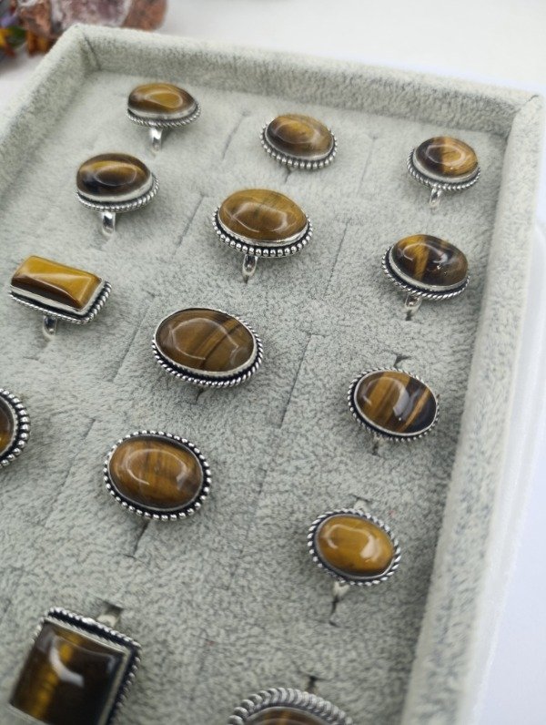 Producto - Anillo baño en plata de piedra ojo de tigre - 4