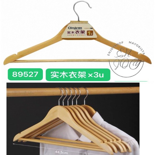Producto - Pack De 3 Perchas De Madera Lustrada Y Barnizada Calidad Natural