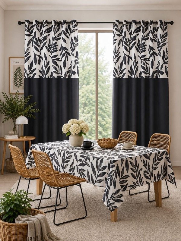 Producto - Combo tropical cortina larga con faldón y mantel - 1