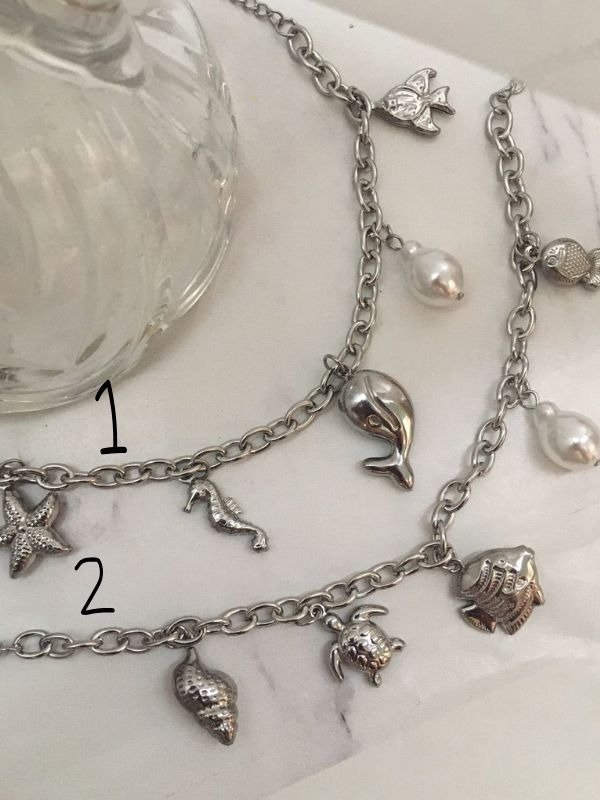 Producto - Pulsera/Tobillera Regulable con Dijes Playa Acero Quirúrgico