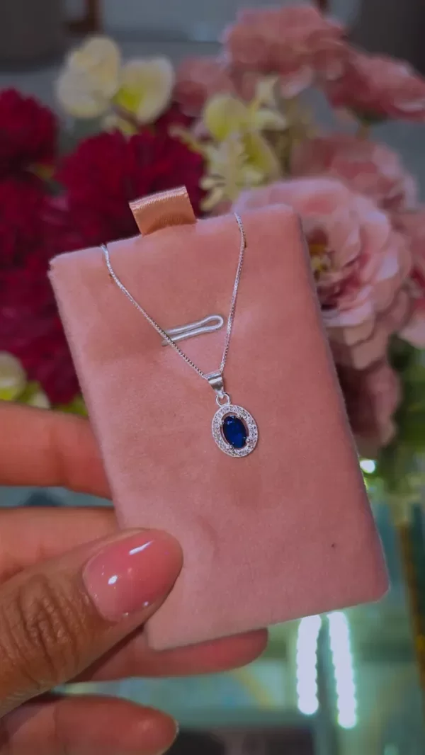 Producto - Collar piedra azul circular PL