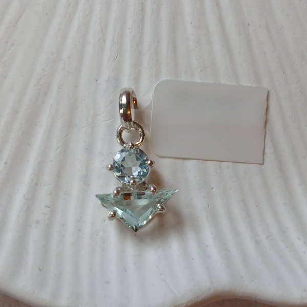 Producto - Dije Plata 925 Dualidad en aguamarina / topacio celeste