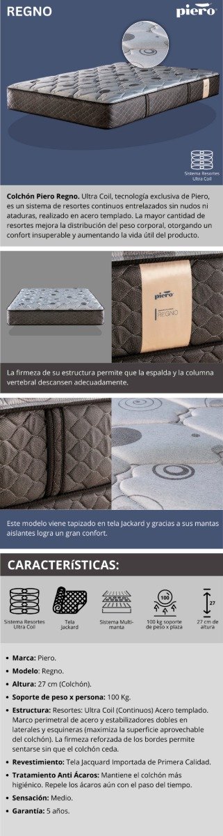Producto - Sommier y Colchón Piero Regno 190x100 - 10