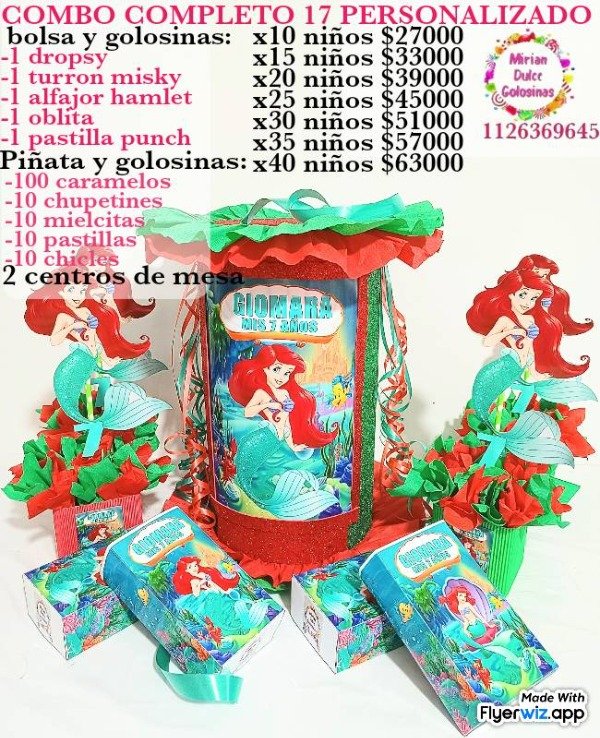 Producto - Combo cumpleaños 17 la sirenita Ariel