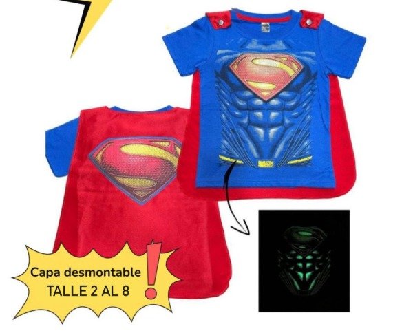 Producto - Remera Superman Capa desmontable LUMINOSA