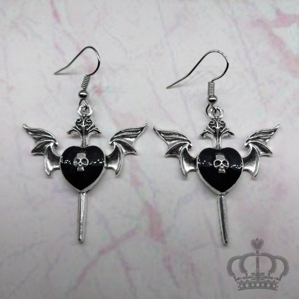 Producto - Aros Espada Corazón Demonio (negro)