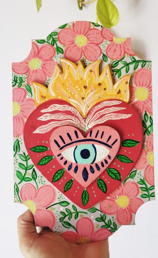 Producto - Sagrado corazón Floral rosa