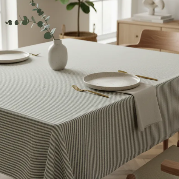 Producto - Mantel Tusor Mil Rayas Verde/Natural 2,00x1,50m