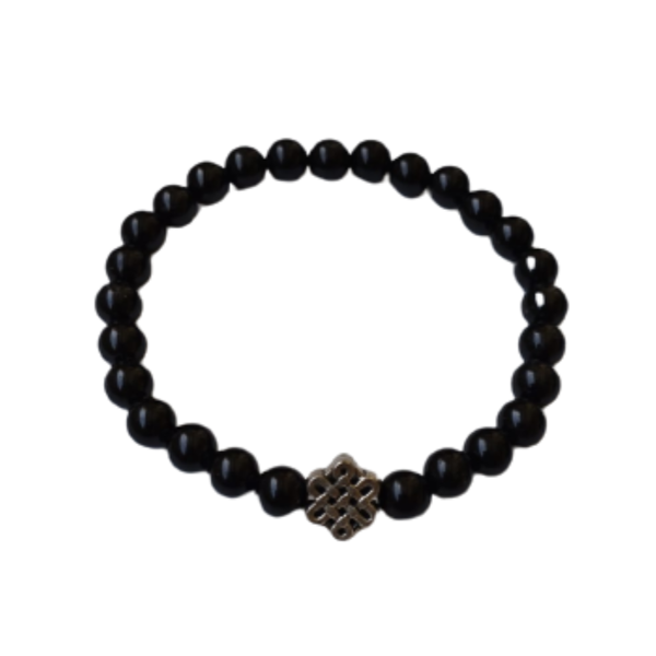 Producto - Pulsera de Piedras Naturales Turmalina Negra 6mm - Nudo Celta