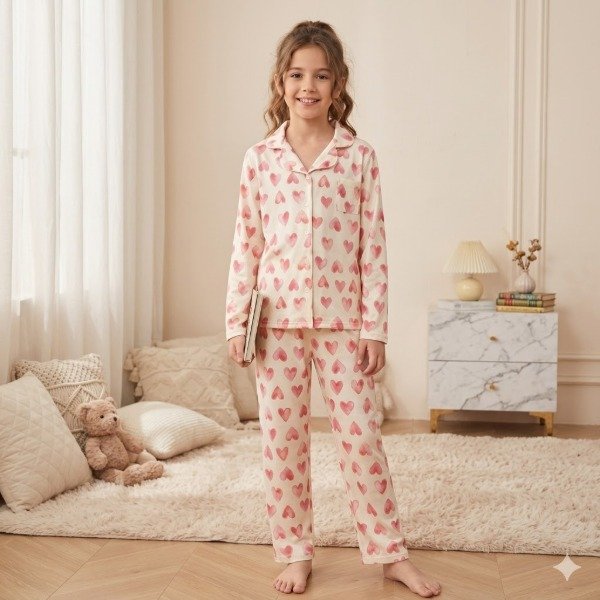 Producto - Camisero largo blanco c/ corazones kids - 0