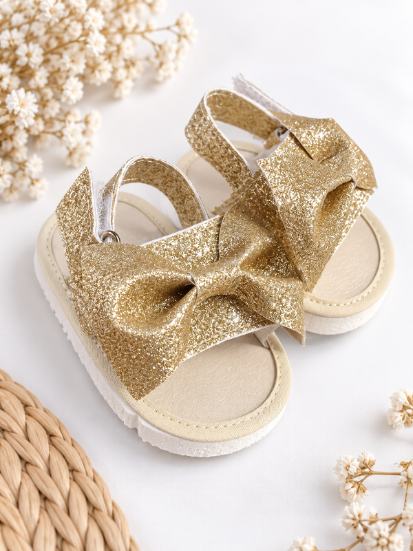 Producto - SANDALIAS MOÑO GLITTER DORADAS